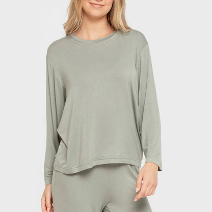 Pijama feminino longo liso de viscose