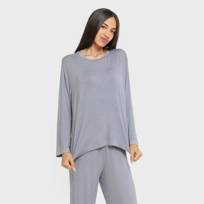 Pijama feminino longo liso de viscose
