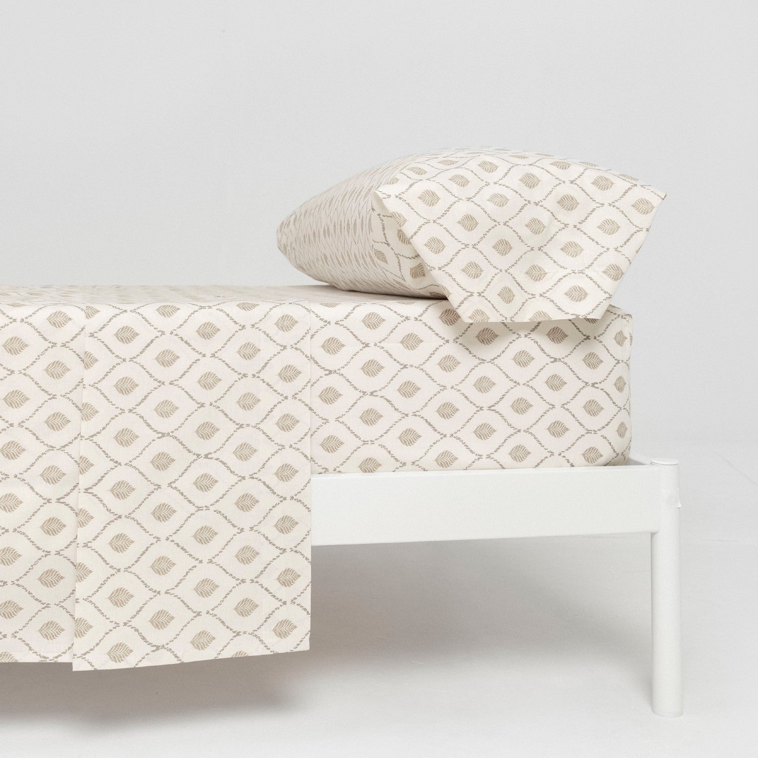 Conjunto de lençóis de algodão Charleston na cor taupe