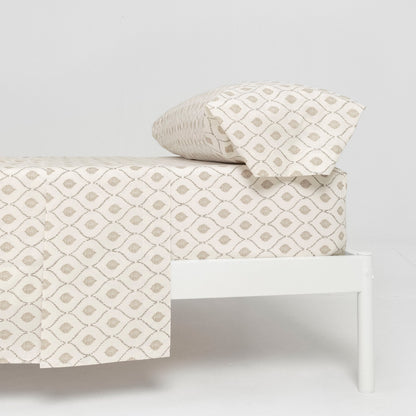 Conjunto de lençóis de algodão Charleston na cor taupe