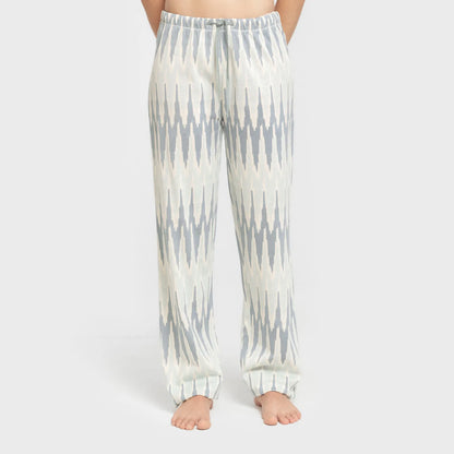 Pijama longo de algodão Lalita, azul-turquesa