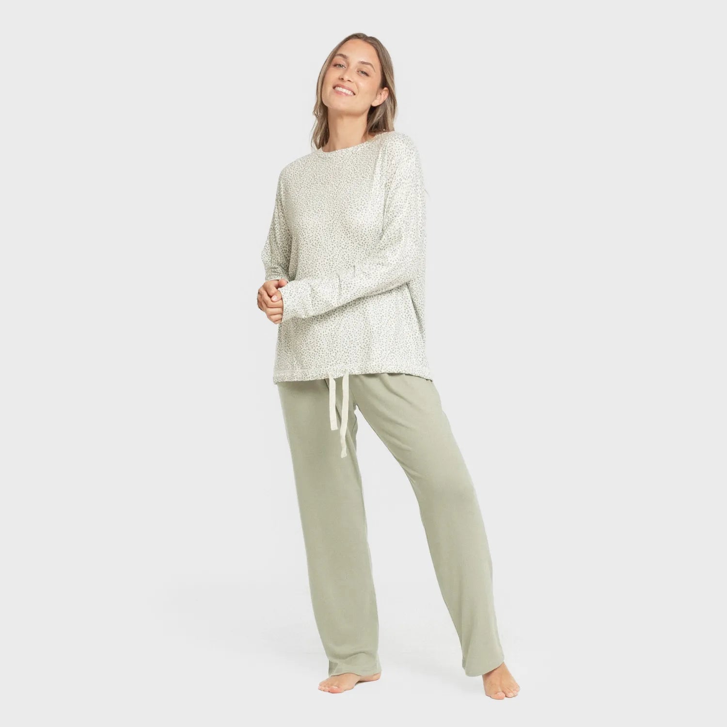 Pijama comprido feminino secreto, cata-vento verde