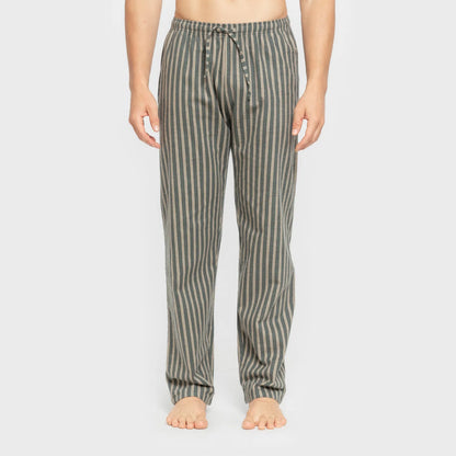 Pijama masculino de flanela, listrado Marseille, verde-areia