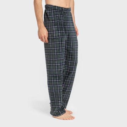 Pijama masculino de lã coral, xadrez verde Ruz