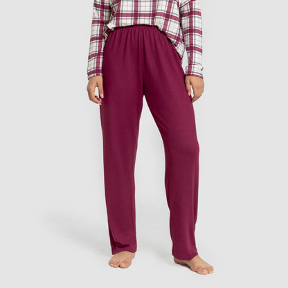 Pijama comprido feminino Secret, estampa Dalis em tom bordô