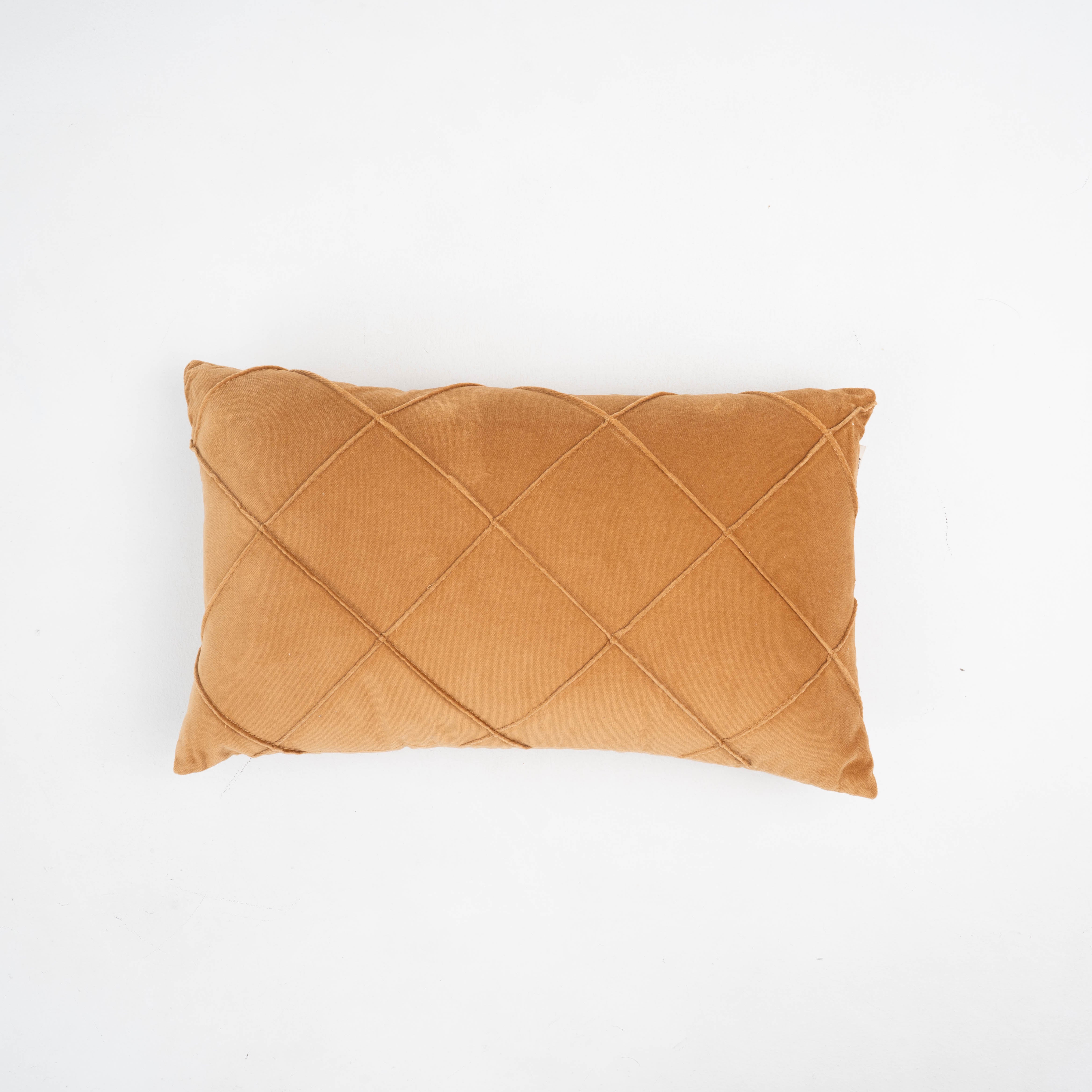 Almofada quadrada de algodão aveludado Ocre Diamond - capa + enchimento