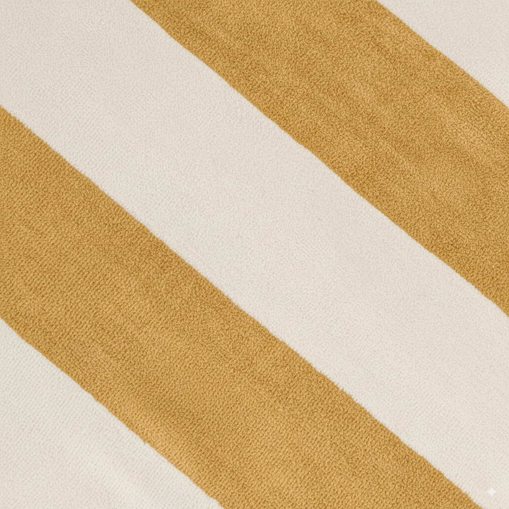 Toalha de praia de algodão 400g com listras ocre