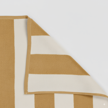 Toalha de praia de algodão 400g com listras ocre