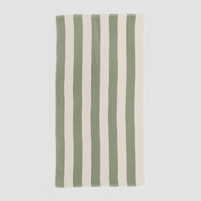 Toalha de Praia Algodão 400g Listras Verdes Secagem