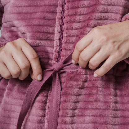 Bata terciopelo raya cremallera Malva Rosa