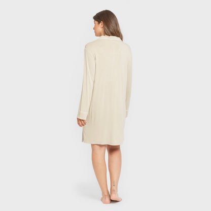 Camisola de malha de viscose bege para mulheres