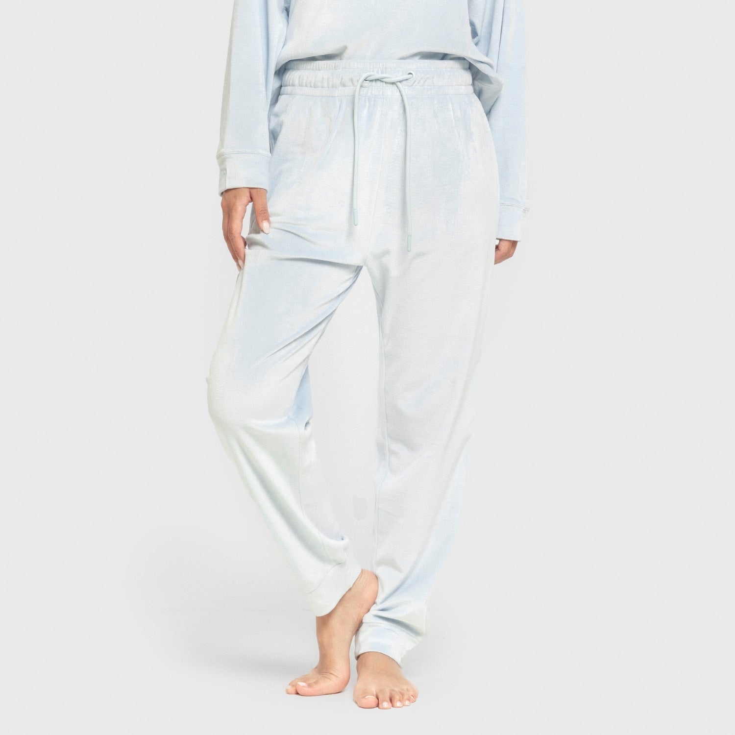 Pijama de veludo liso super macio, azul claro