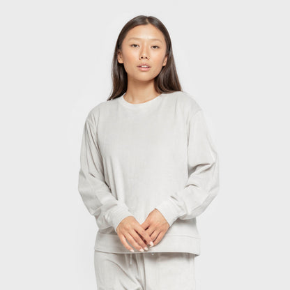 Pijama de veludo liso super macio, cinza pérola