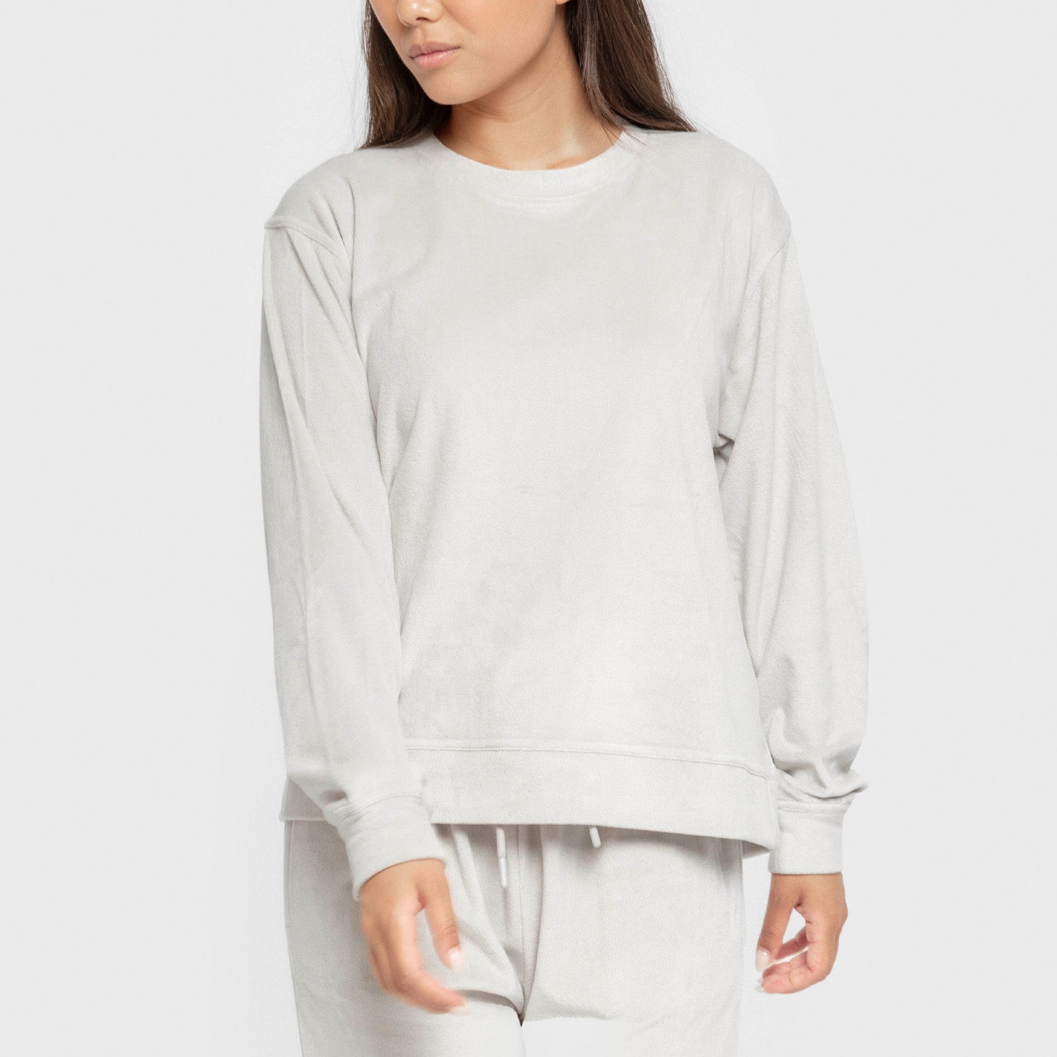 Pijama de veludo liso super macio, cinza pérola