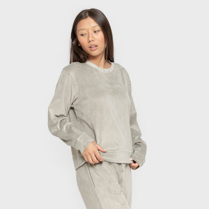 Pijama de veludo liso super macio, verde seco