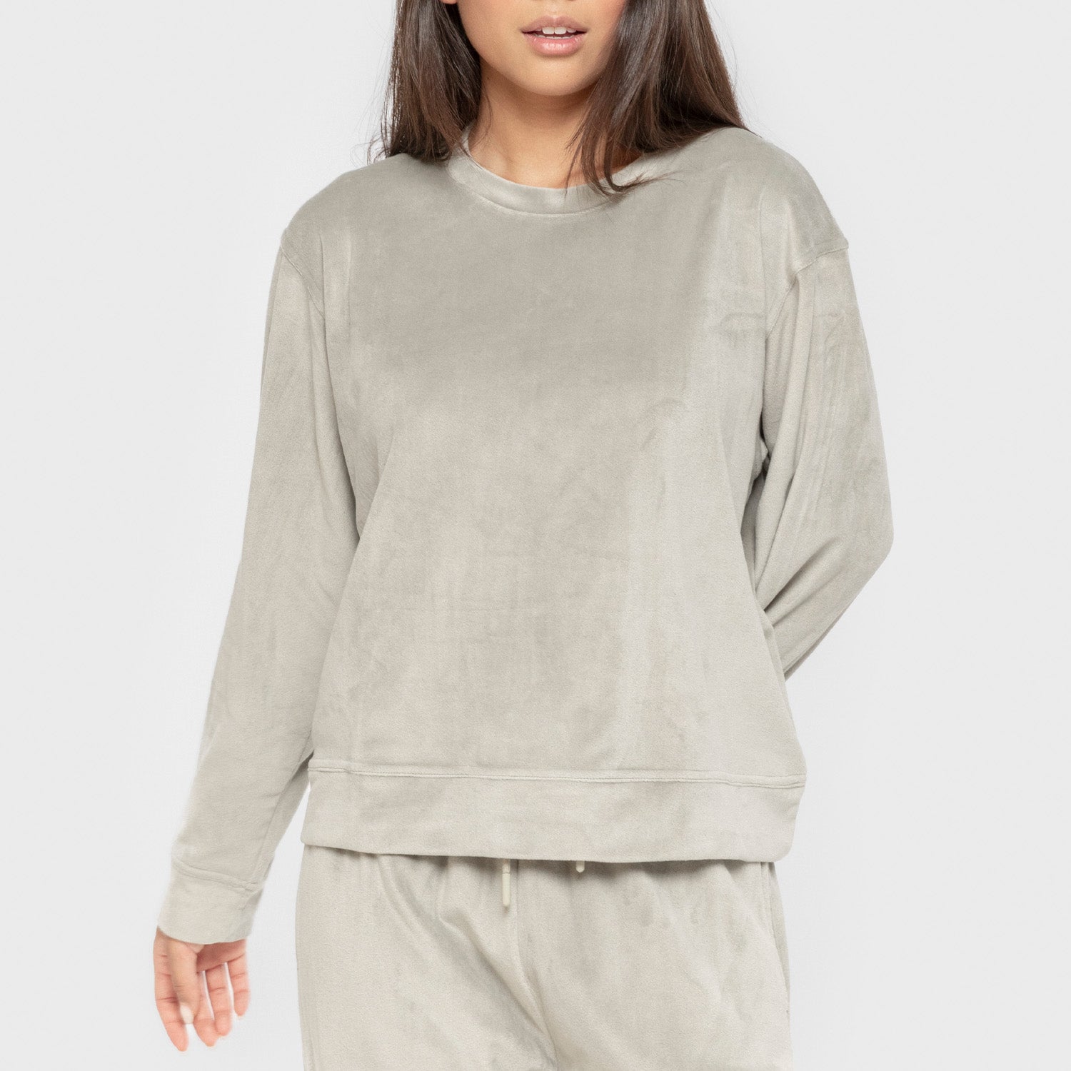 Pijama de veludo liso super macio, verde seco