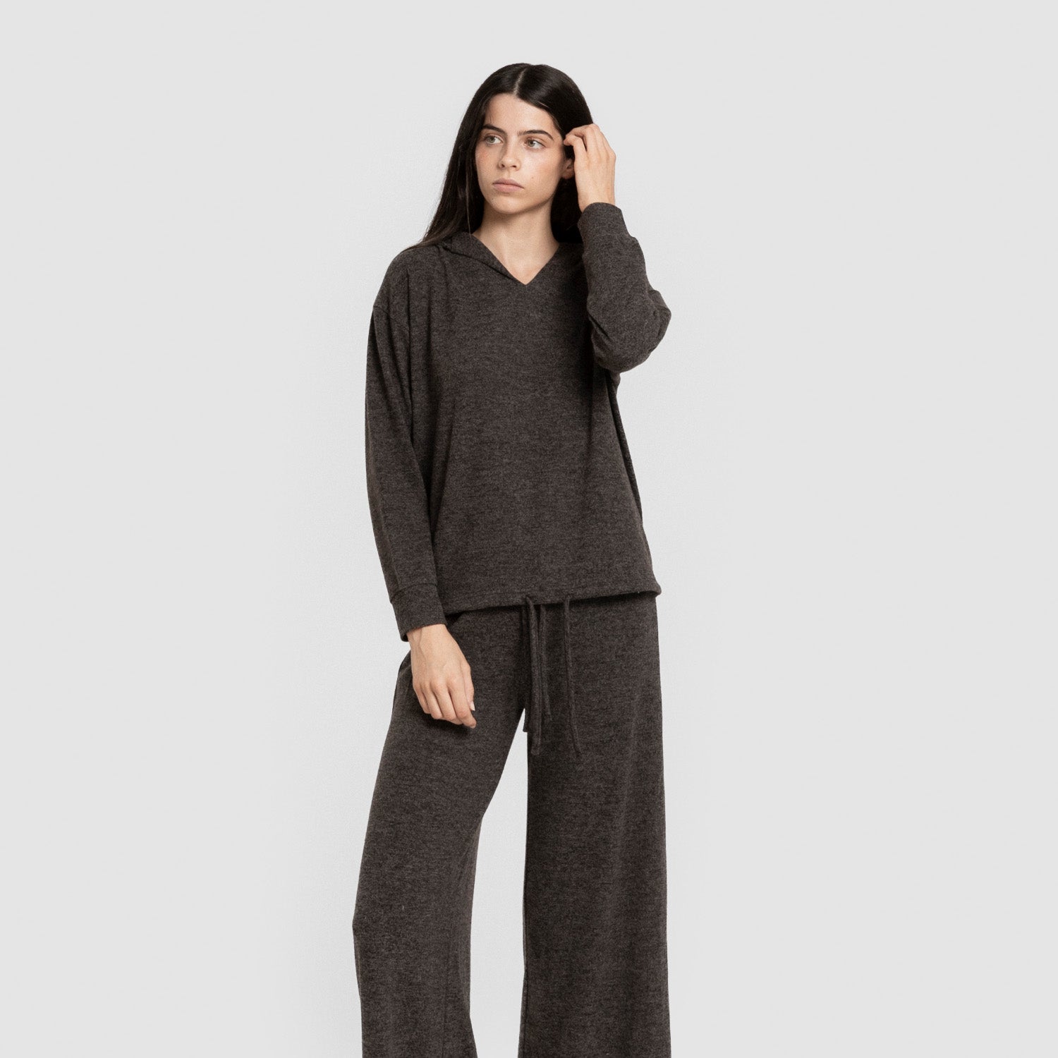 Moletom com capuz feminino extra macio New Punto, cinza carvão