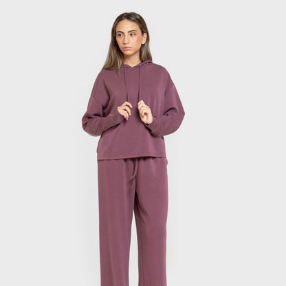 Blusa de moletom feminina estilo modal, cor berinjela.