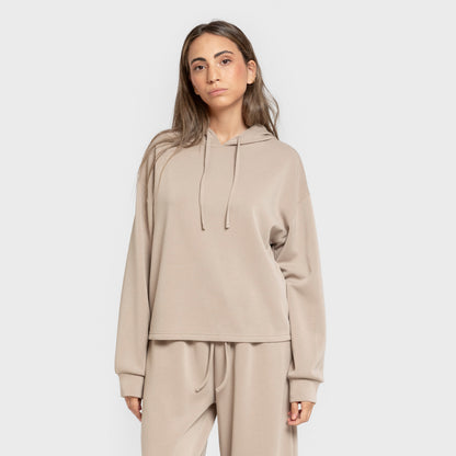 Moletom feminino bege estilo modal