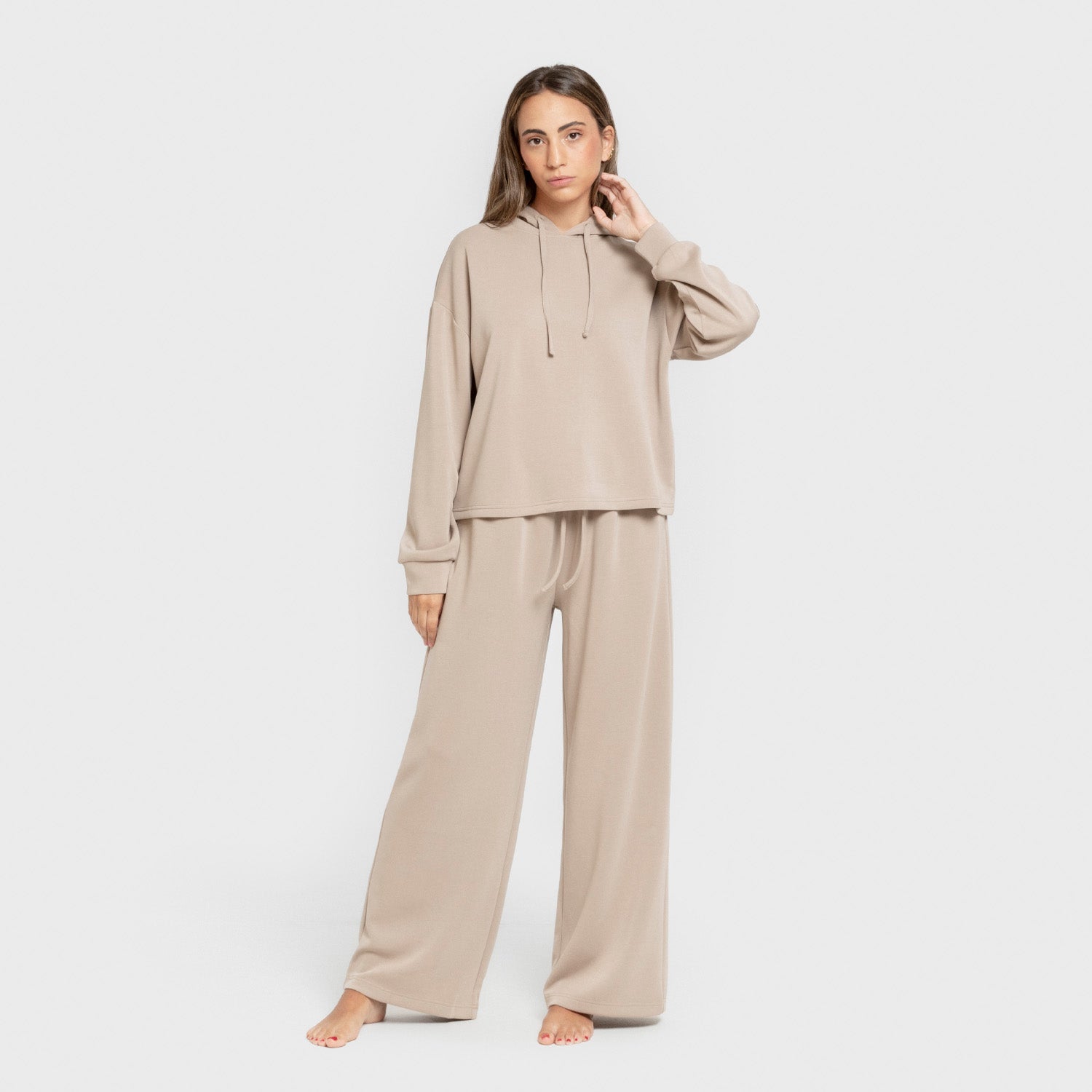 Moletom feminino bege estilo modal