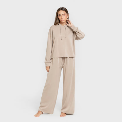 Moletom feminino bege estilo modal