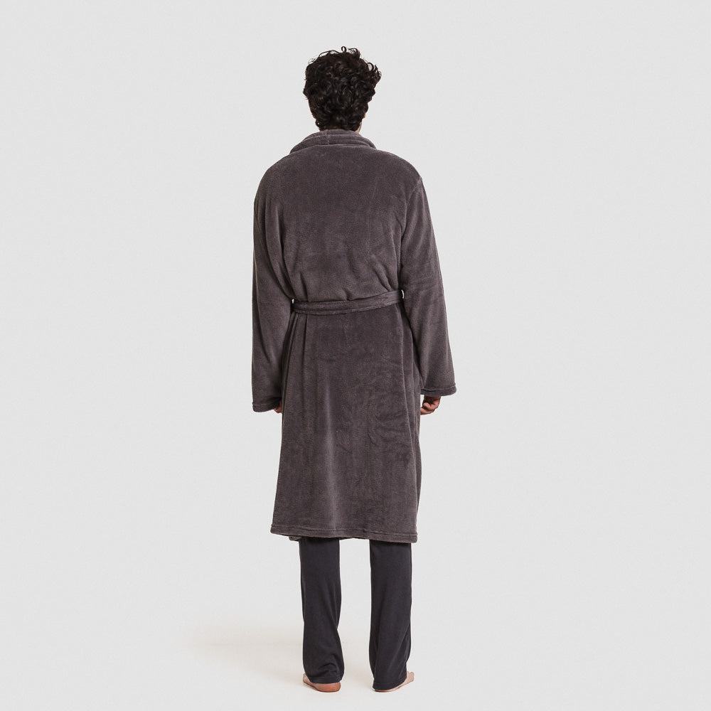 Bata coral hombre lisa Gris