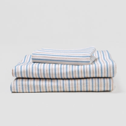 Jogo de lençóis flanela Raya Benet areia - índigo - PR