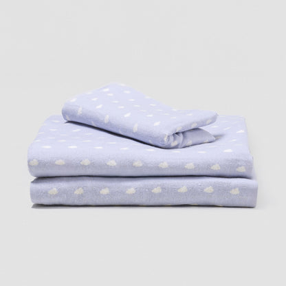 Jogo de lençóis flanela Nubecita azul celeste - PR