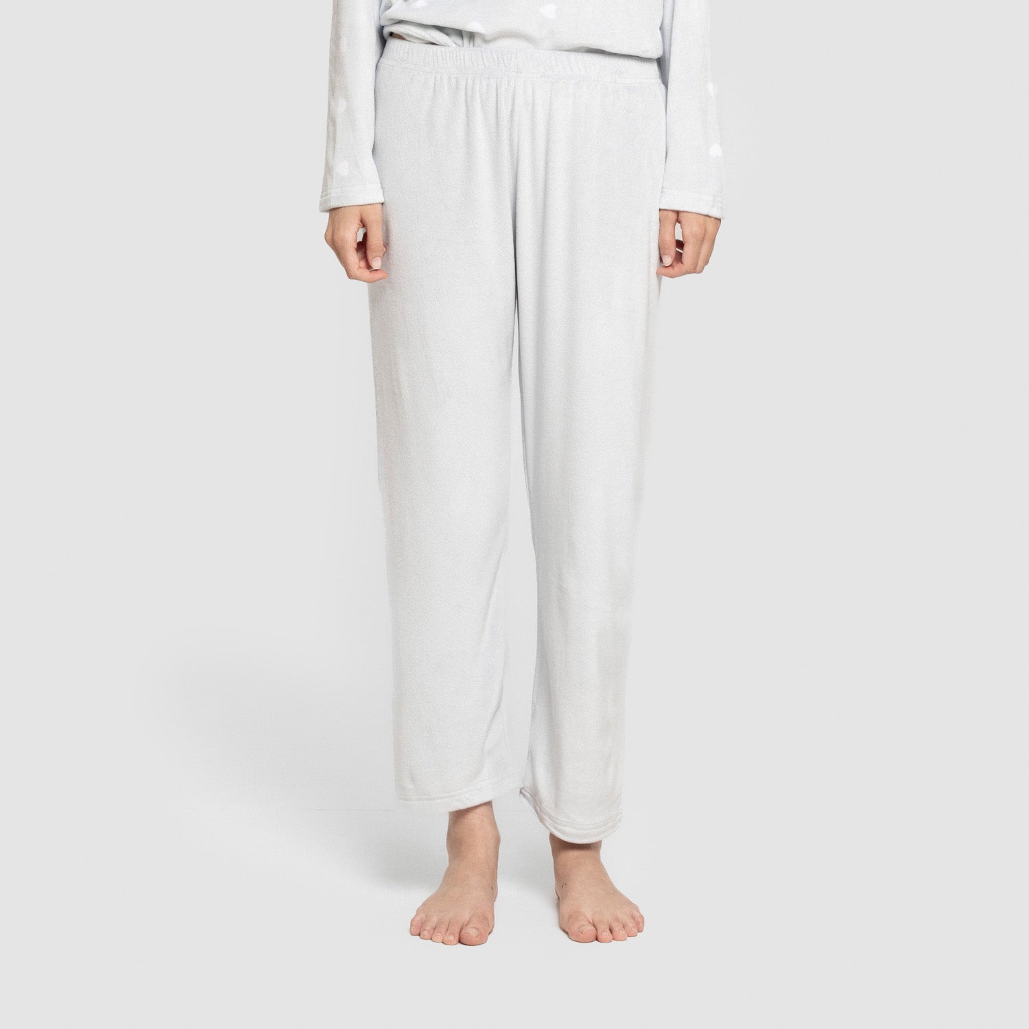 Pijama feminino de veludo super macio, cor Praga, azul claro.