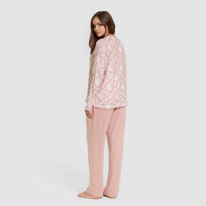 Pijama longo feminino secreto Amira roseta