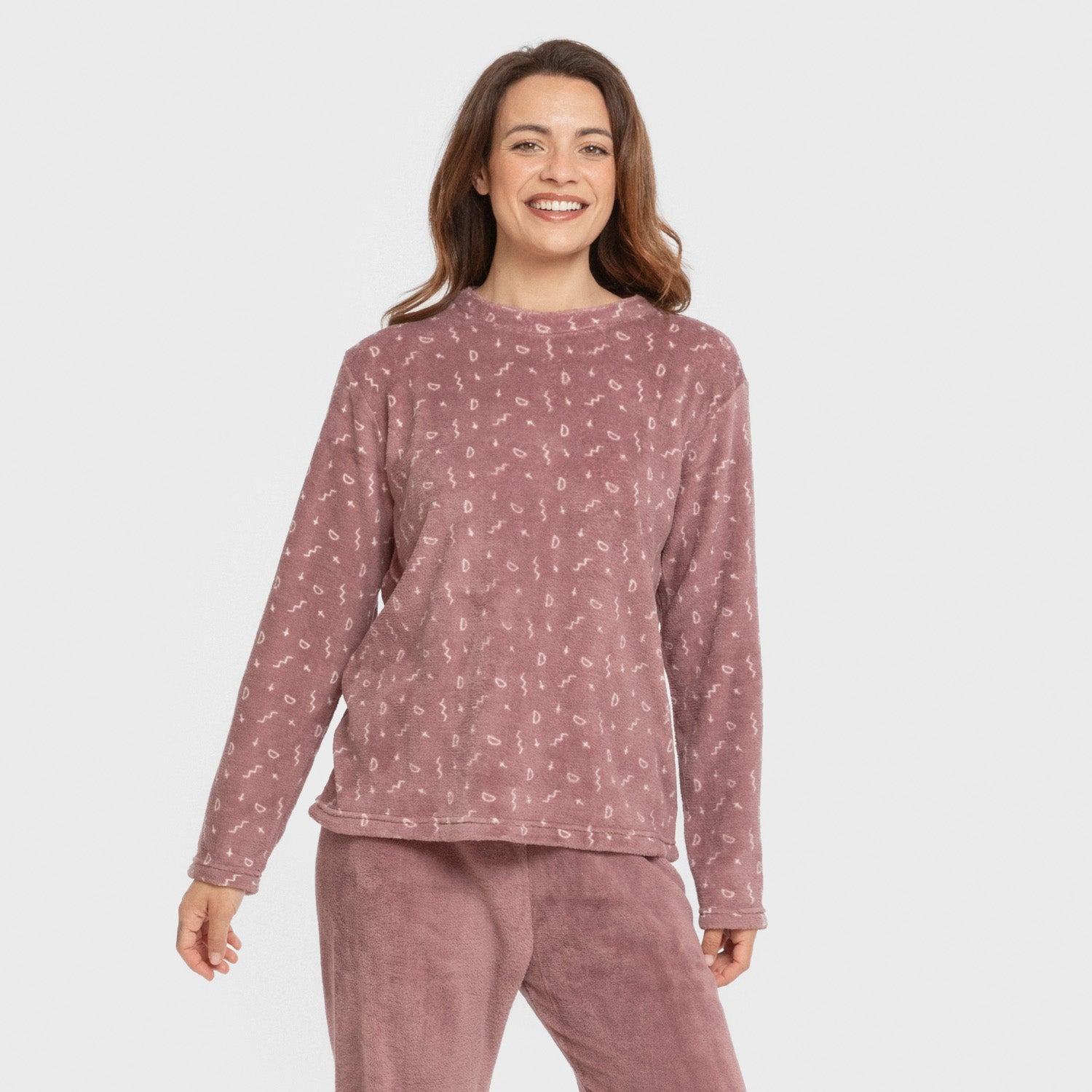 Pijama coral. Eu sou berinjela.