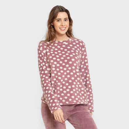 Pijama de lã coral Berta Aubergine