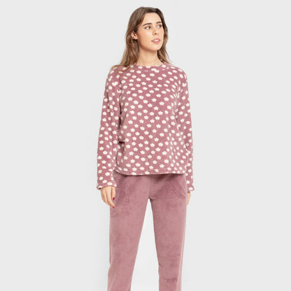 Pijama de lã coral Berta Aubergine