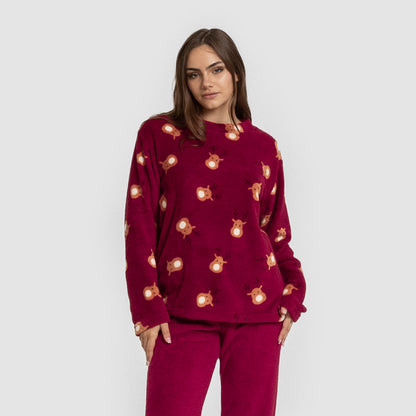 Pijama Tatin cor de vinho e coral