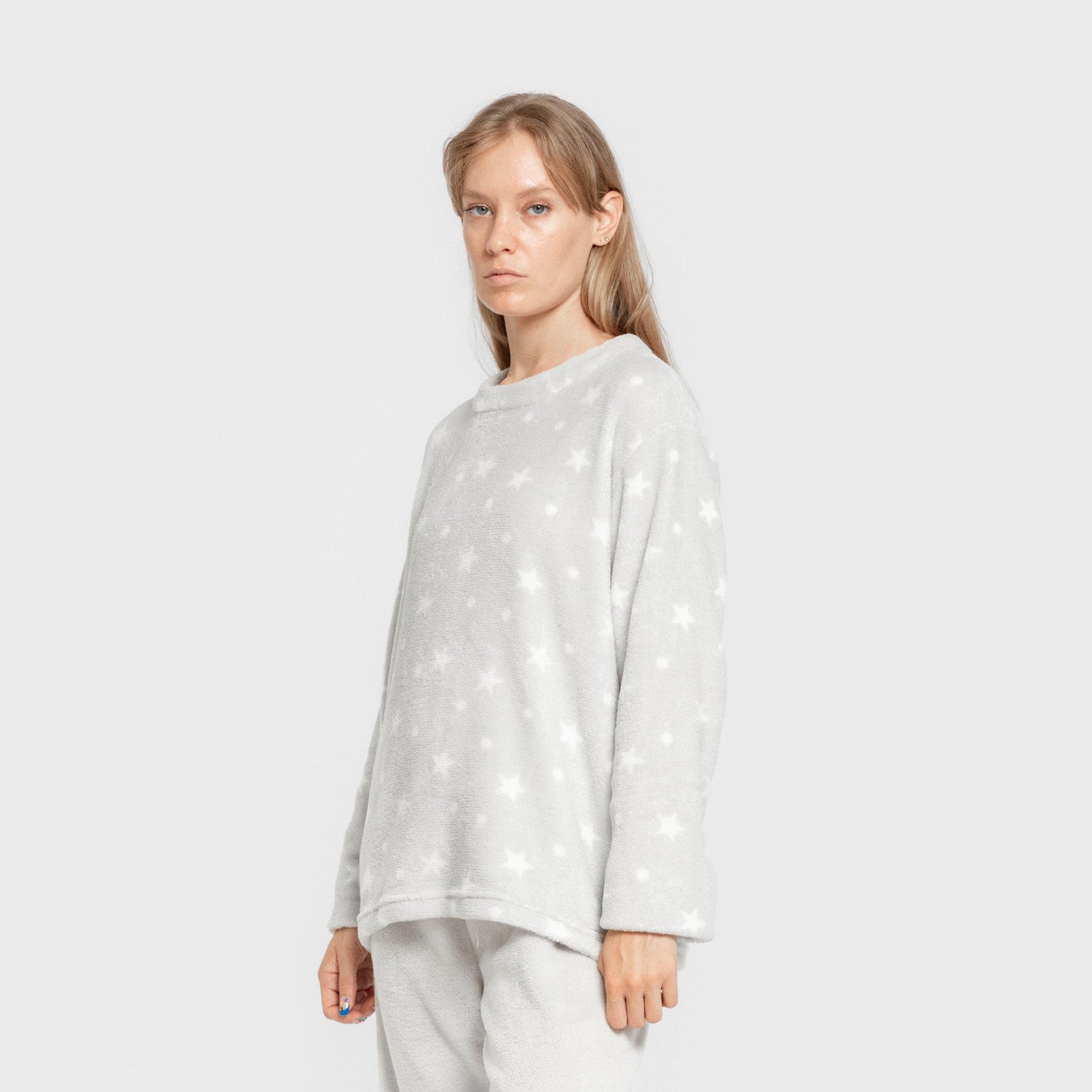 Pijama Coral Cosmo cinza pérola