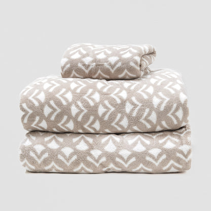 Conjunto de lençóis de lã coral cinza claro Etea - PR