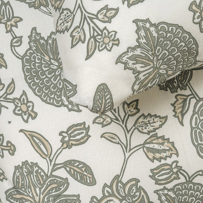 Capa de edredão de algodão Enelia verde seco - taupe - PR